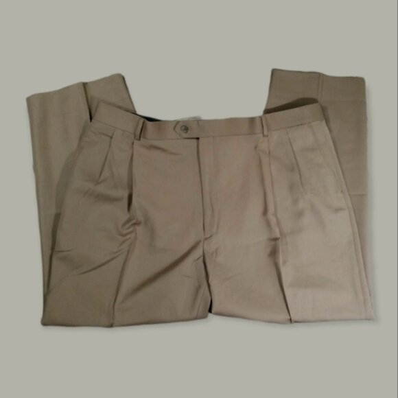 Pronto Uomo Front Pleated Men's Brown Dress Pants Size 44 - Picture 2 of 5